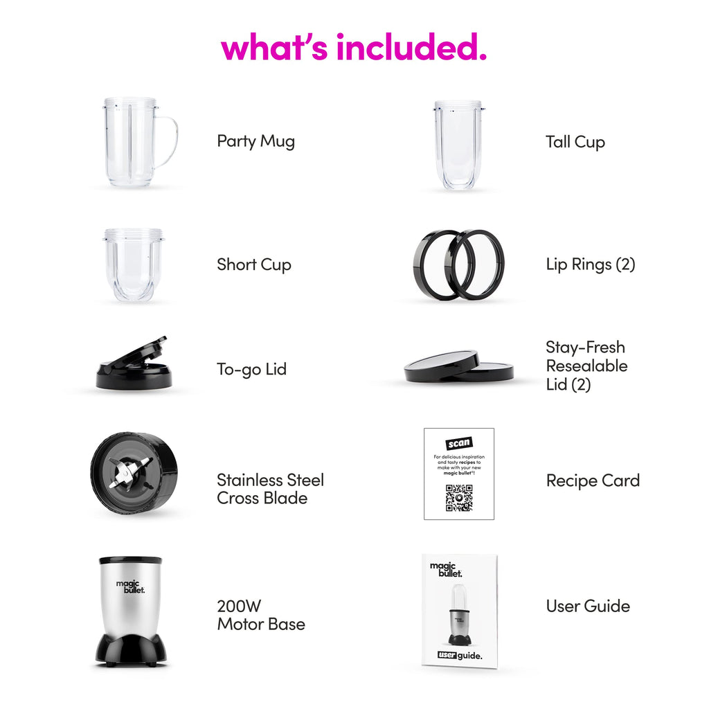 Magic Bullet Blender - 11 Piece Personal Blender Set Black