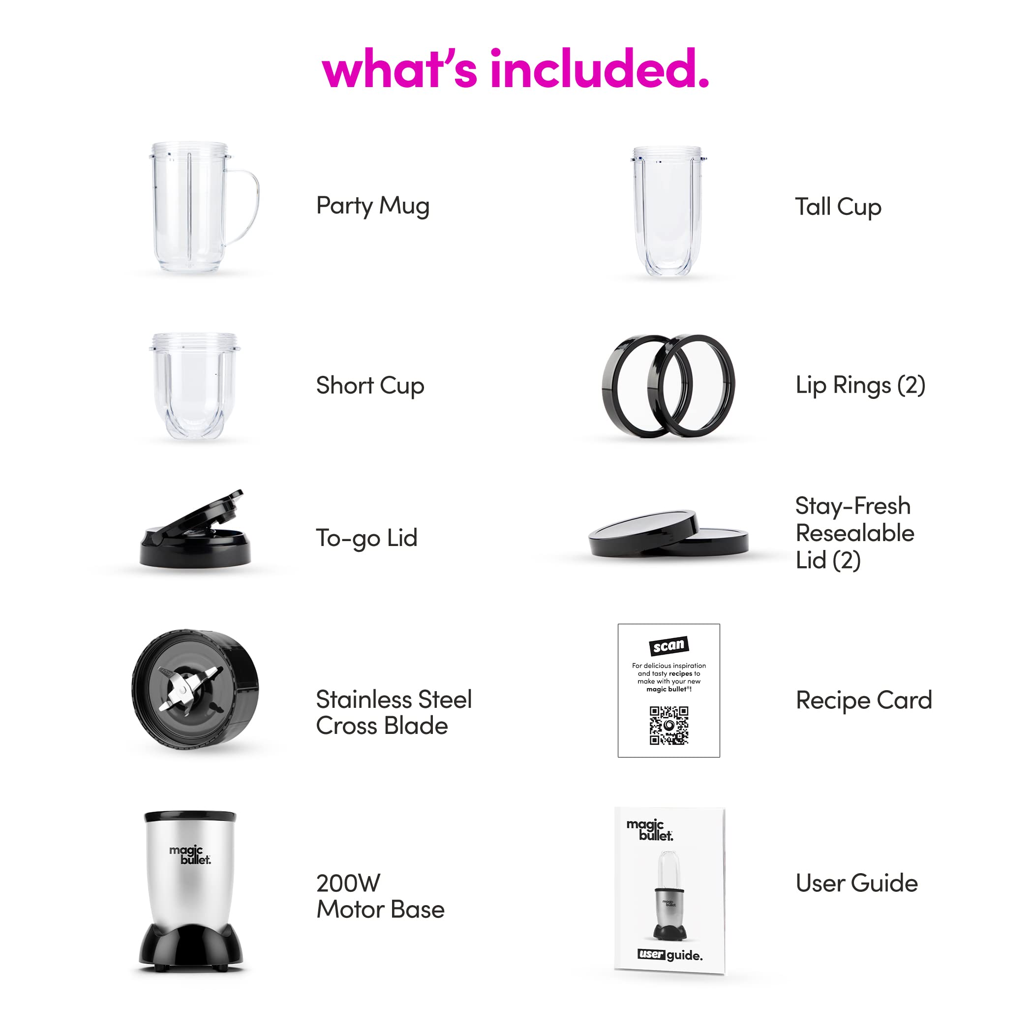 Magic Bullet Blender - 11 Piece Personal Blender Set Black