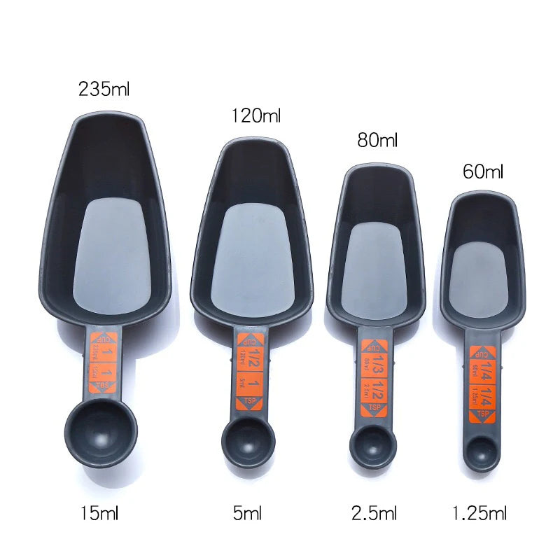 4 Piece Measuring Cups Set - Plastic Baking Measuring Spoons with Scale