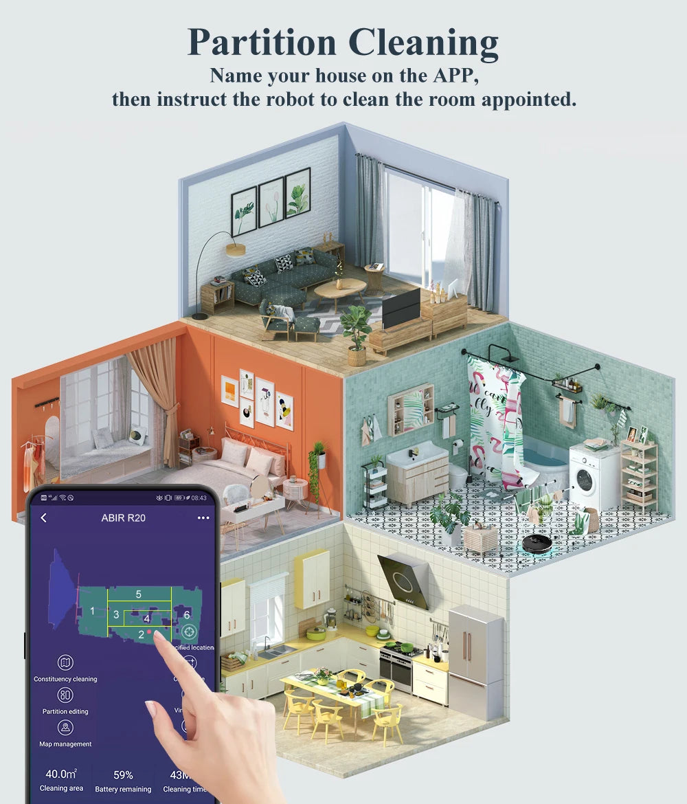 ABIR X8 Robot Vacuum Cleaner - Smart Automatic Floor Cleaning Robot