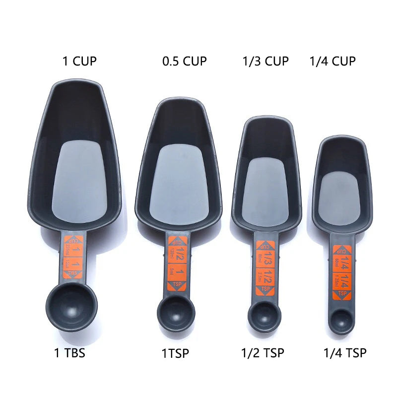 4 Piece Measuring Cups Set - Plastic Baking Measuring Spoons with Scale