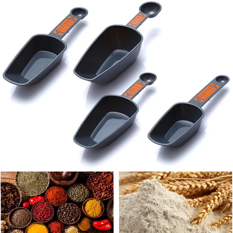 4 Piece Measuring Cups Set - Plastic Baking Measuring Spoons with Scale