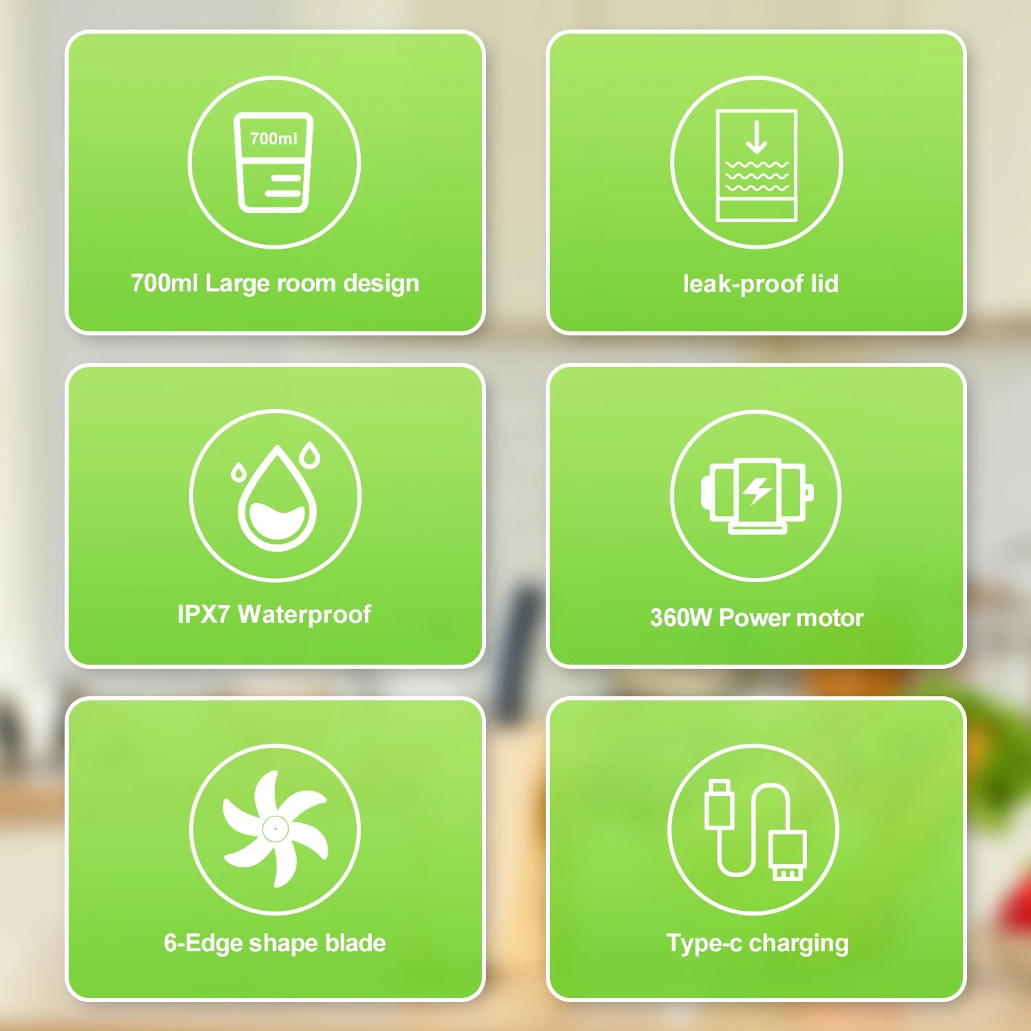 Portable Blender 700ML - USB Rechargeable Juicer for Smoothies Shakes