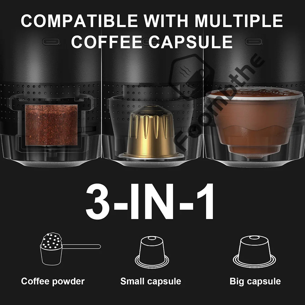 Portable Espresso Machine - Wireless 3-in-1 Coffee Maker for Car Home Camping