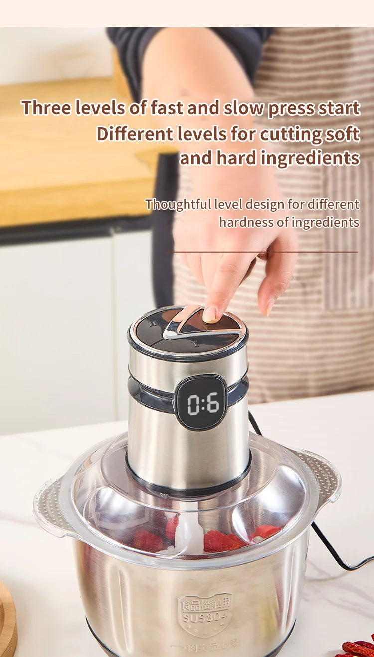 5L Electric Food Chopper - Vegetable Processor Meat Grinder Mixer