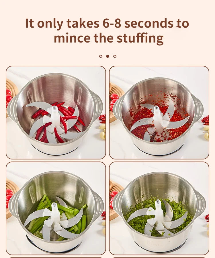 5L Electric Food Chopper - Vegetable Processor Meat Grinder Mixer