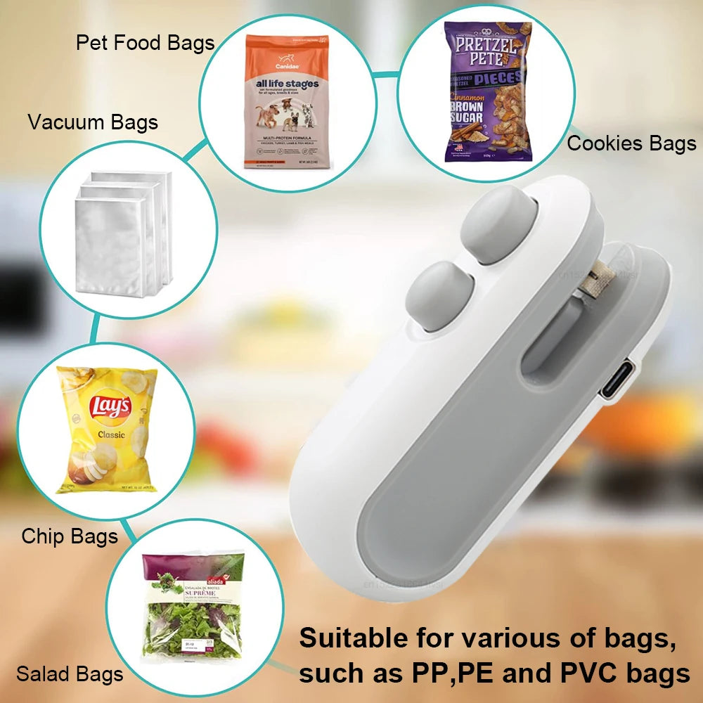 Handheld Bag Sealer - Mini Heat Vacuum Sealer for Food Storage