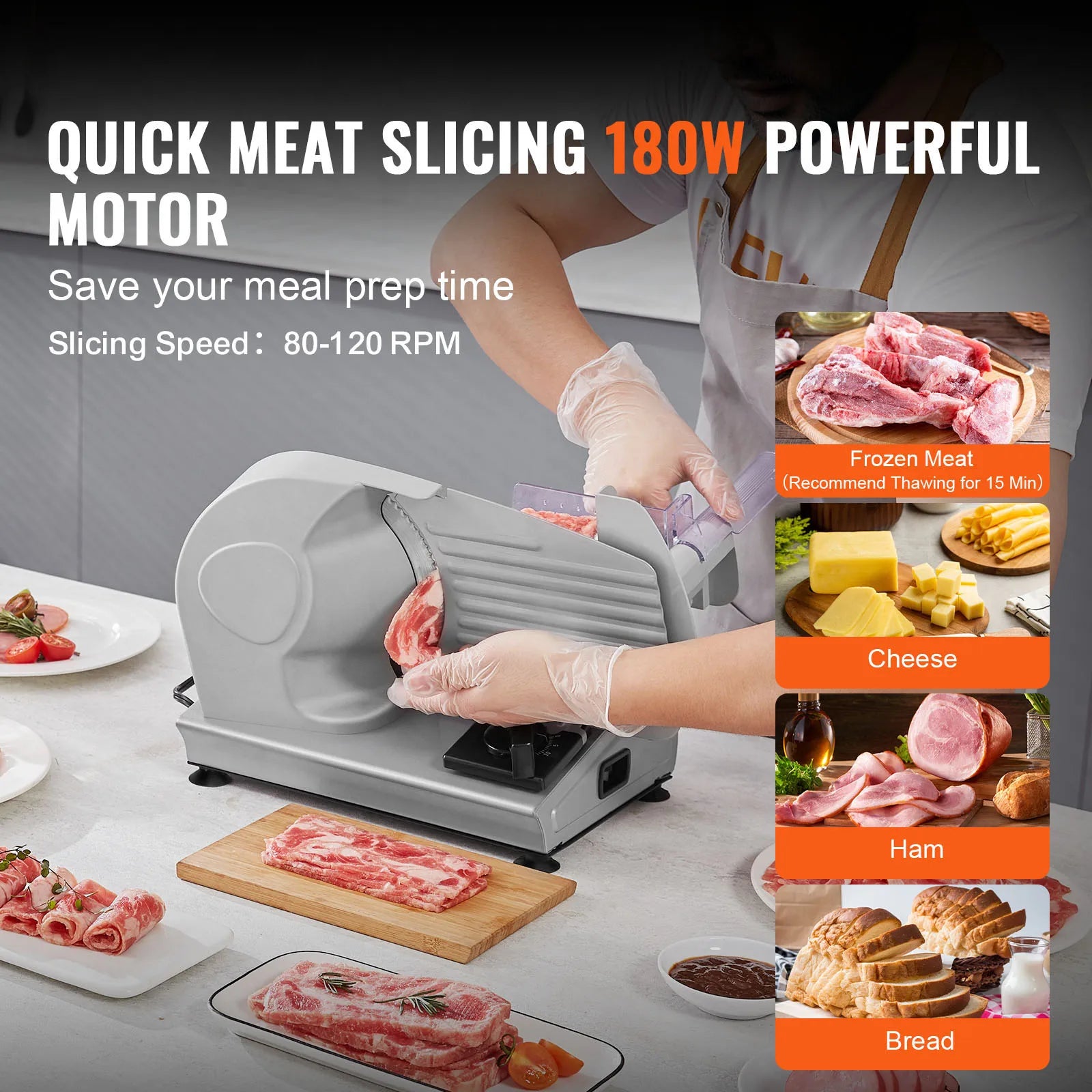 Electric Meat Slicer - Stainless Steel Deli Food Slicer for Home Use