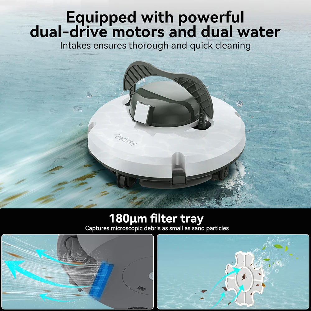Redkey S100 Cordless Robotic Pool Cleaner - Automatic Swimming Pool Vacuum