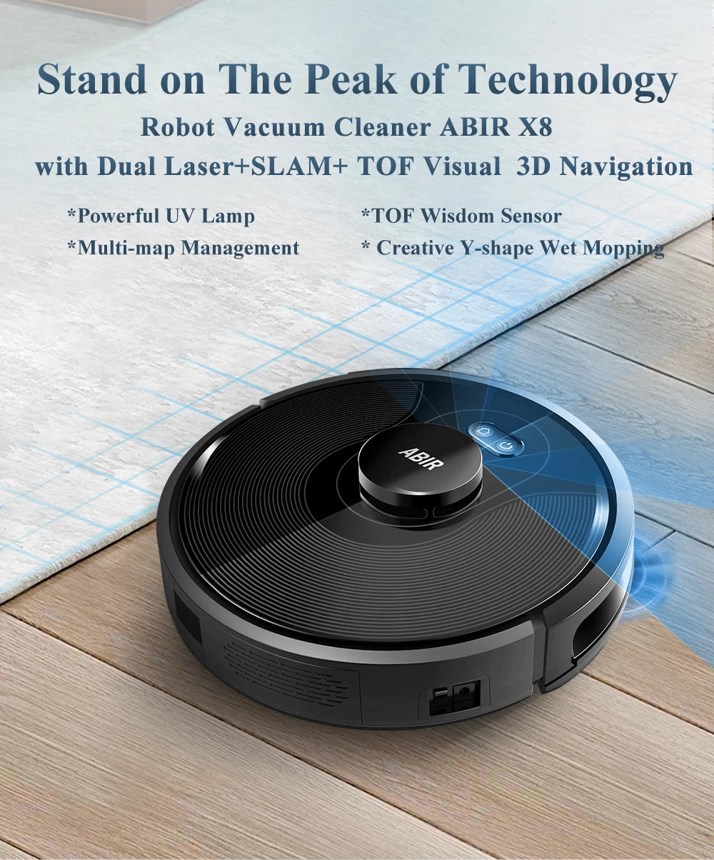 ABIR X8 Robot Vacuum Cleaner - Smart Automatic Floor Cleaning Robot