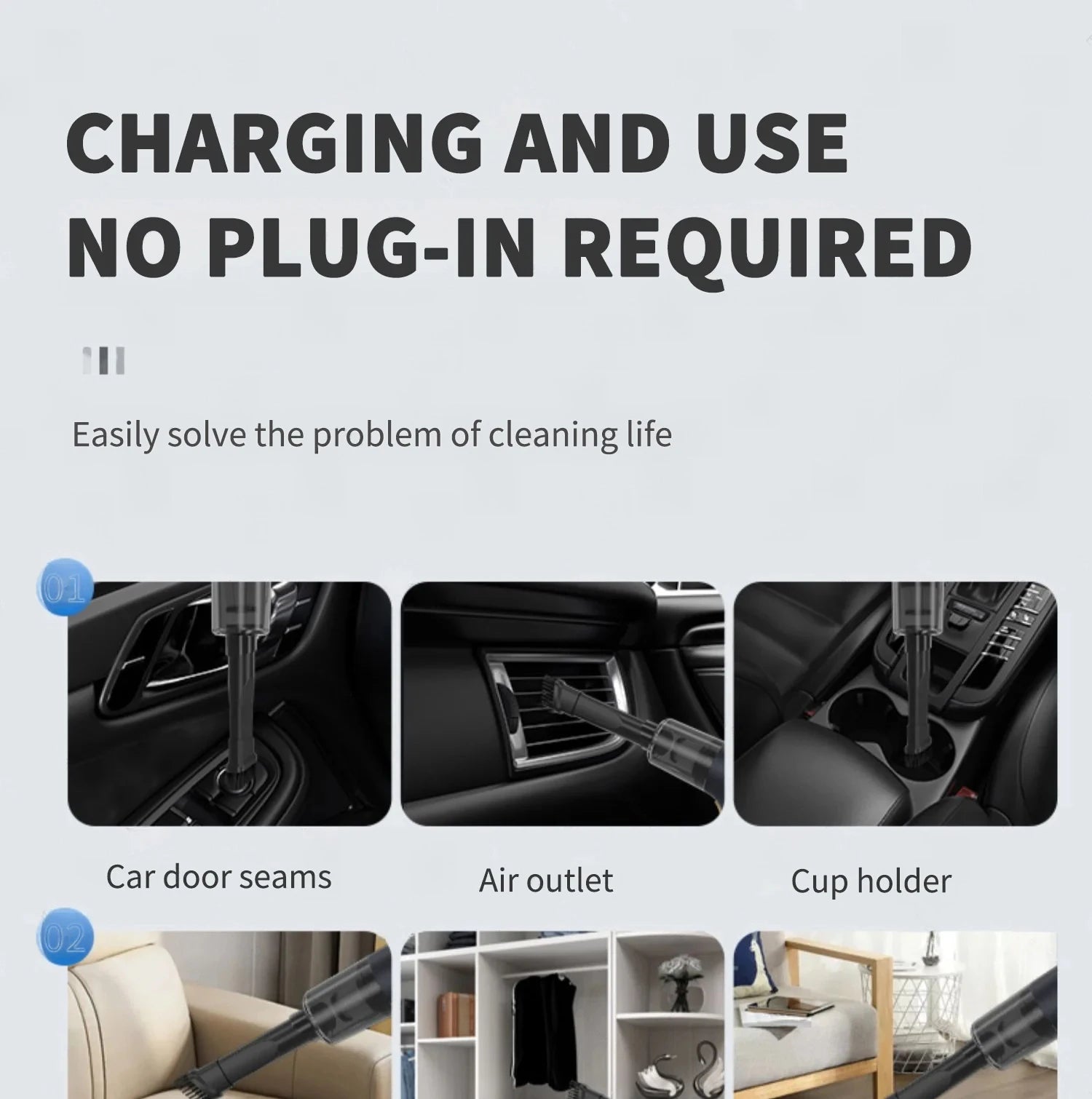 CENRR 98000PA Car Vacuum Cleaner - Cordless Handheld High Power