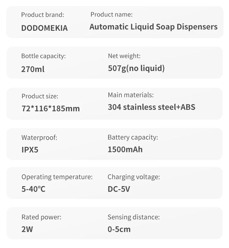 Automatic Soap Dispenser - Touchless Sensor Hand Sanitizer Stainless Steel