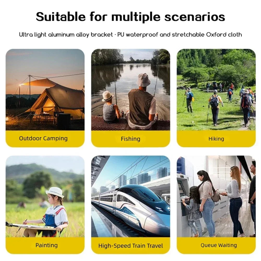 Foldable Camping Stool - Portable Backpack Chair for Outdoor Fishing Travel