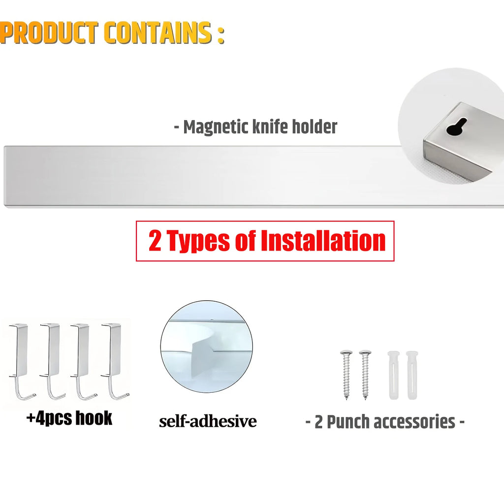 Magnetic Knife Holder - Wall Mount Stainless Steel Knife Strip Bar