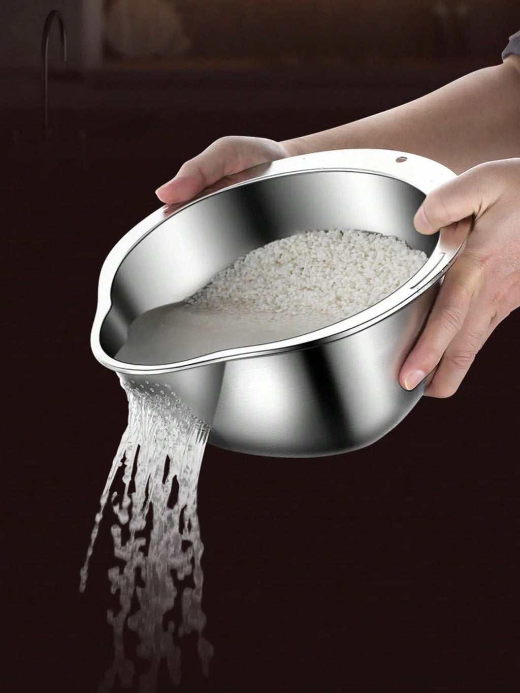 Rice Washer Strainer Bowl - Quick Drain Colander for Kitchen