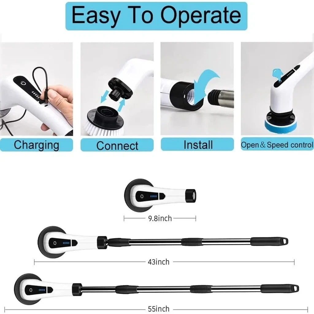 Multifunctional Electric Cleaning Brush - Rechargeable Scrubber for Bathroom Kitchen
