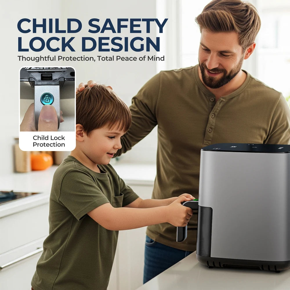 5L Air Fryer - Electric Oil-Free Fryer with Touch Control and Visible Window