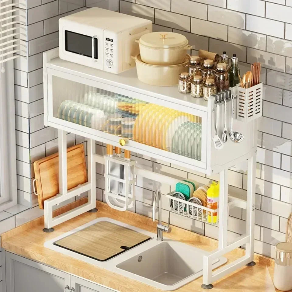 Sink Dish Drying Rack Cabinet - Over Sink Organizer Shelf