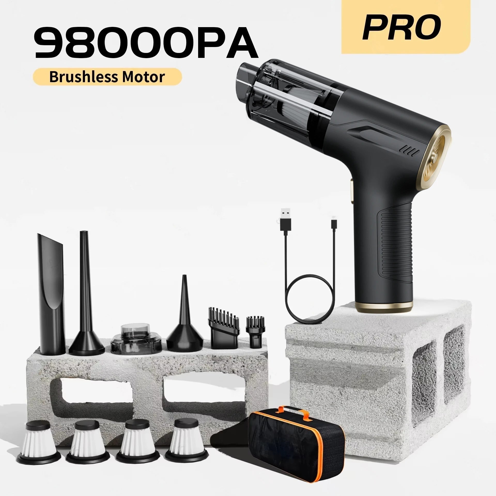 CENRR 98000PA Car Vacuum Cleaner - Cordless Handheld High Power