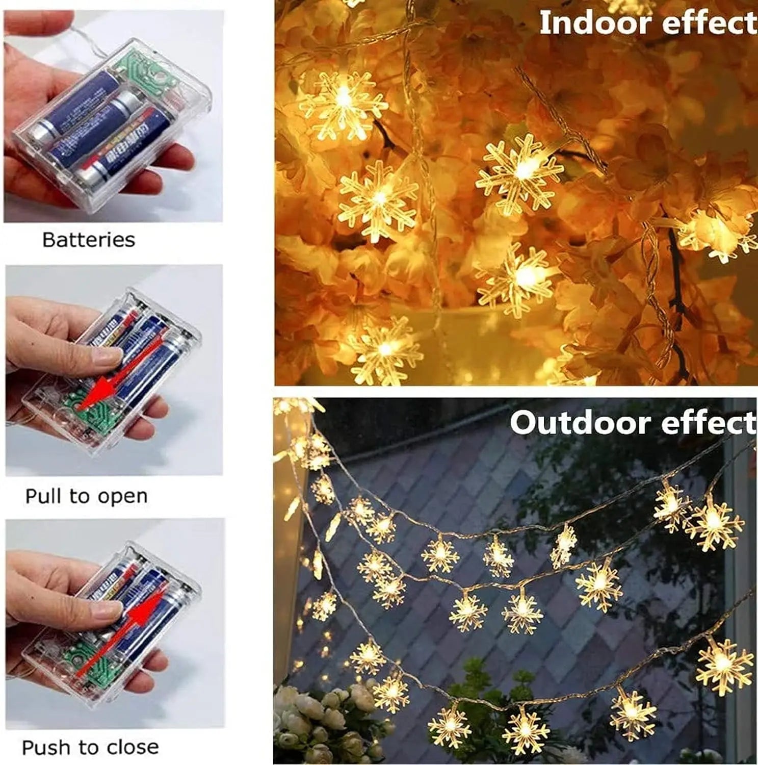 Snowflake LED String Lights - Christmas Winter Decorative Fairy Lights