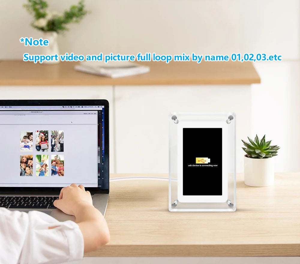 5 Inch Digital Photo Frame - Acrylic IPS Screen Battery Powered Picture Frame