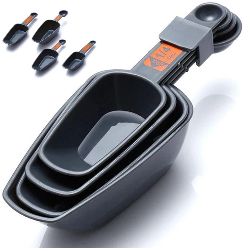4 Piece Measuring Cups Set - Plastic Baking Measuring Spoons with Scale