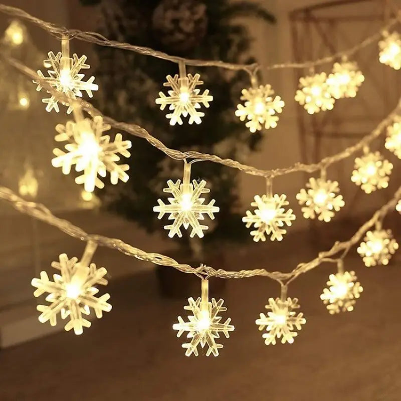 Snowflake LED String Lights - Christmas Winter Decorative Fairy Lights