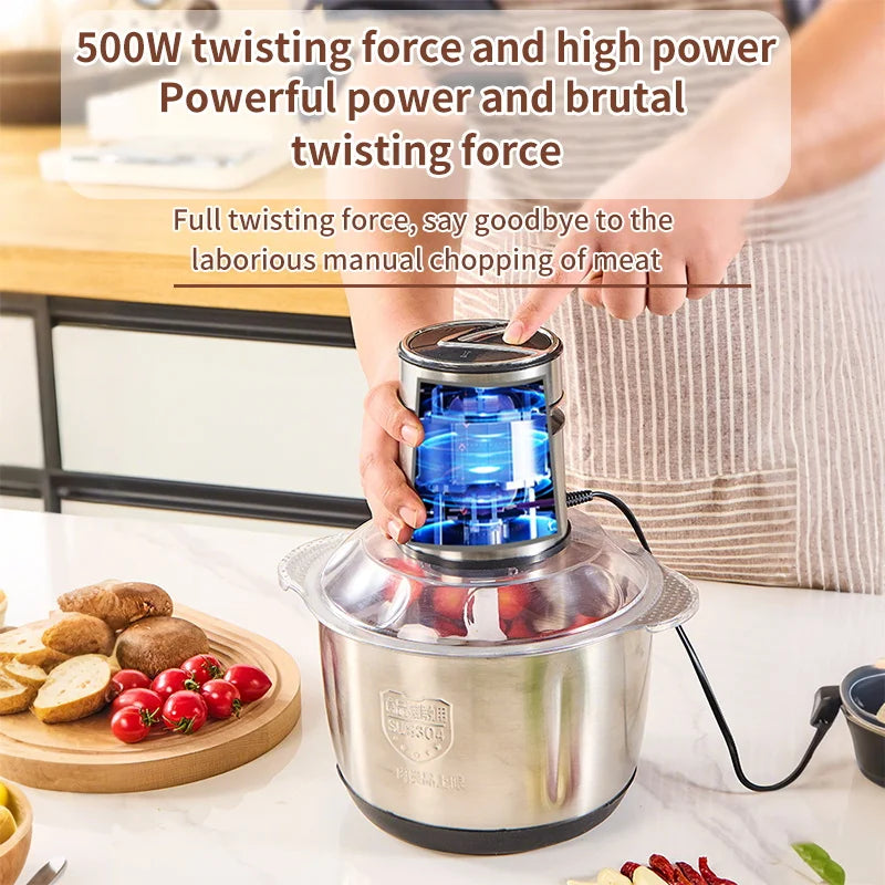 5L Electric Food Chopper - Vegetable Processor Meat Grinder Mixer