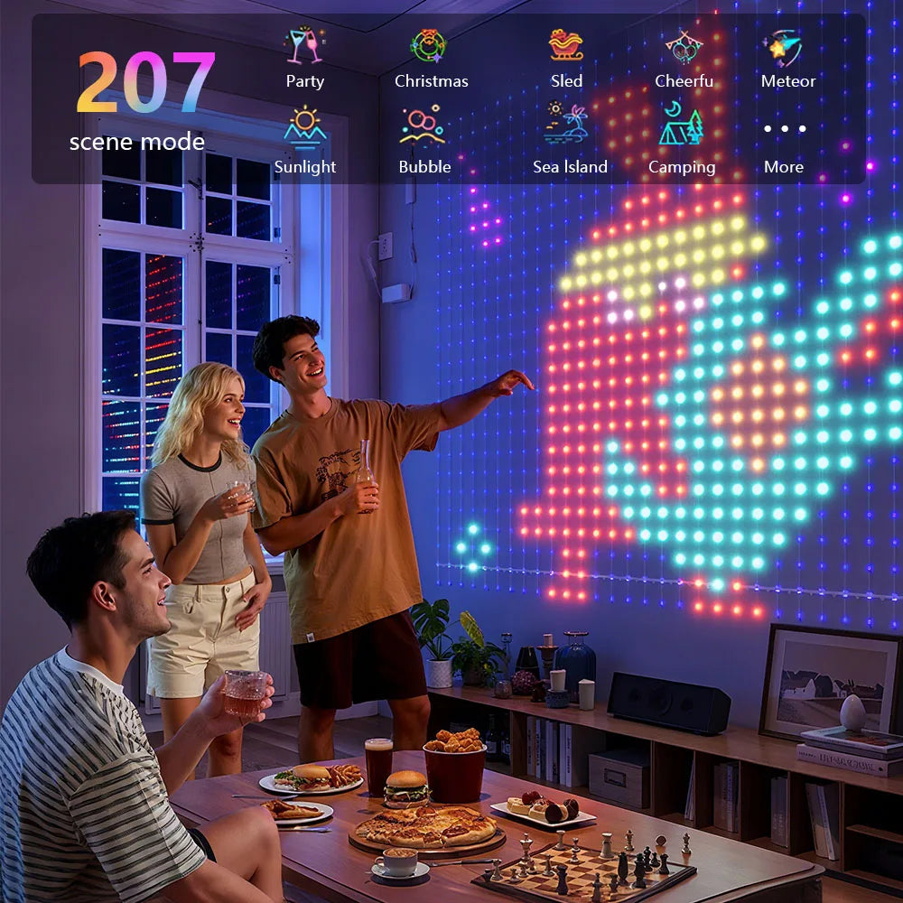 WiFi Smart LED Curtain Lights - App Controlled String Lights