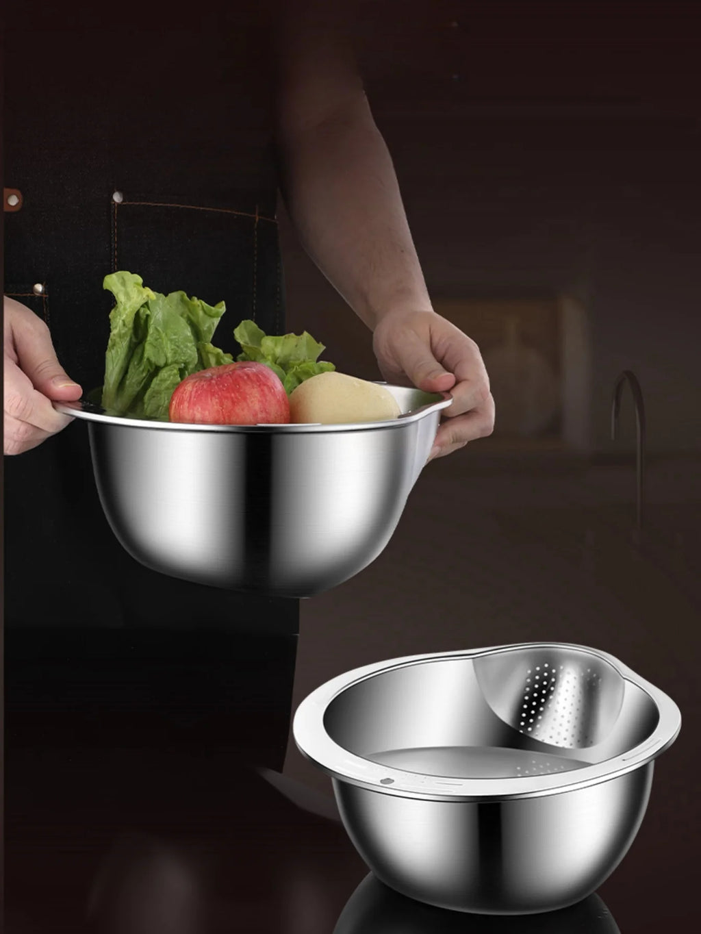 Rice Washer Strainer Bowl - Quick Drain Colander for Kitchen