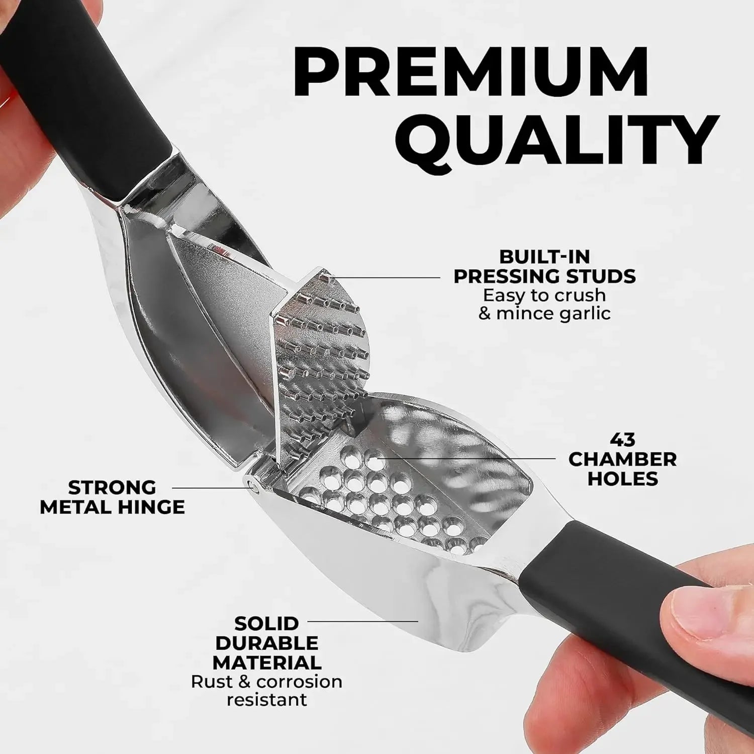 Stainless Steel Garlic Press Set - Professional Mincer with Cleaning Brush