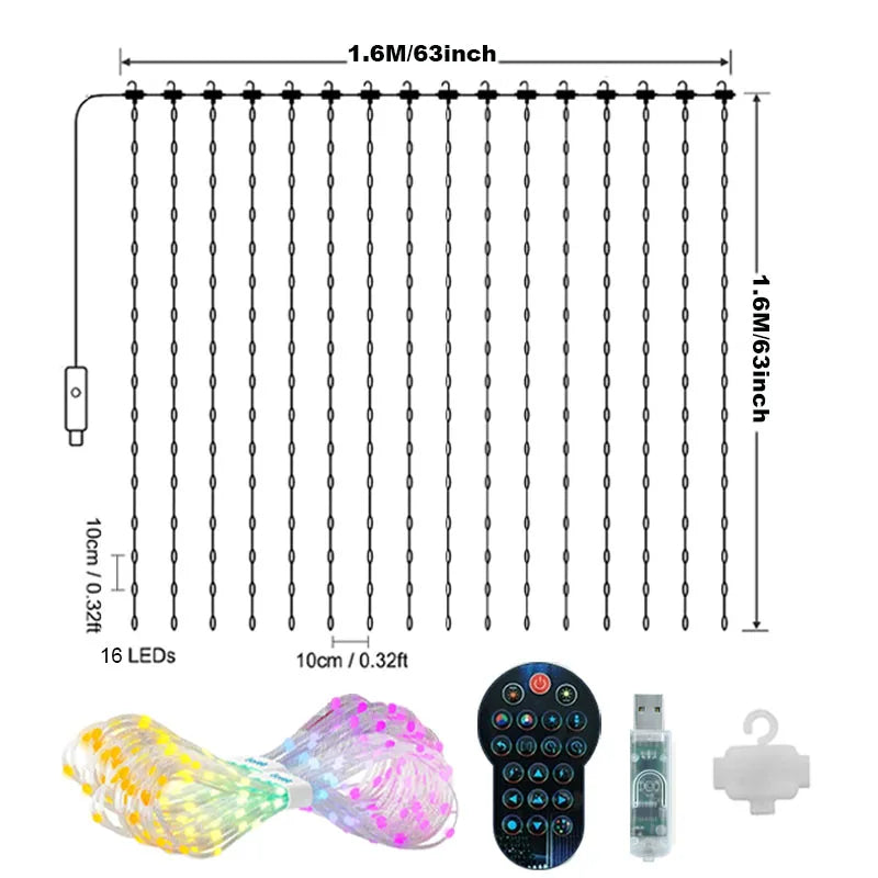 WiFi Smart LED Curtain Lights - App Controlled String Lights