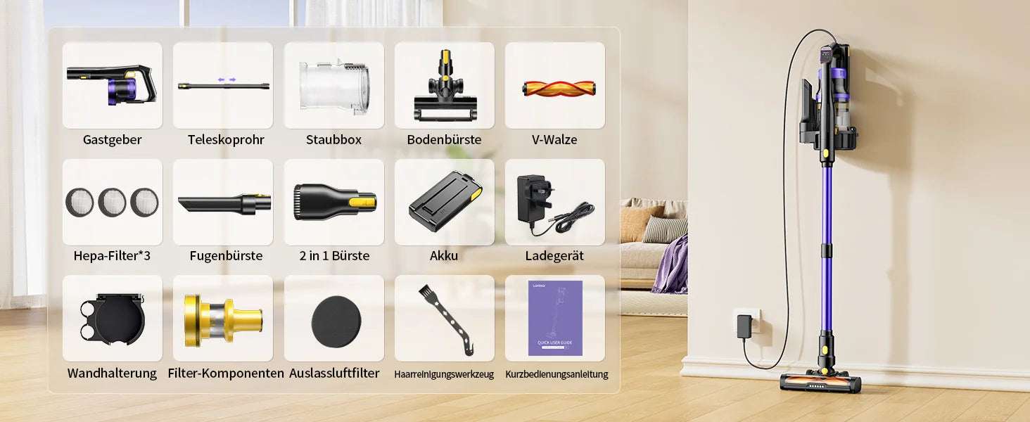 Laresar X11 Cordless Vacuum Cleaner - Wireless Stick Vacuum