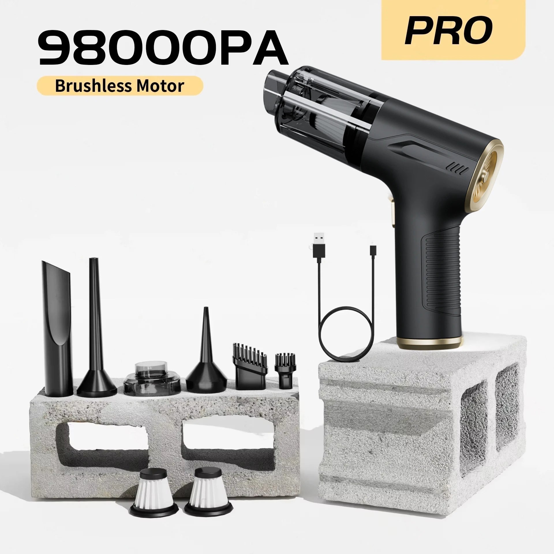 CENRR 98000PA Car Vacuum Cleaner - Cordless Handheld High Power