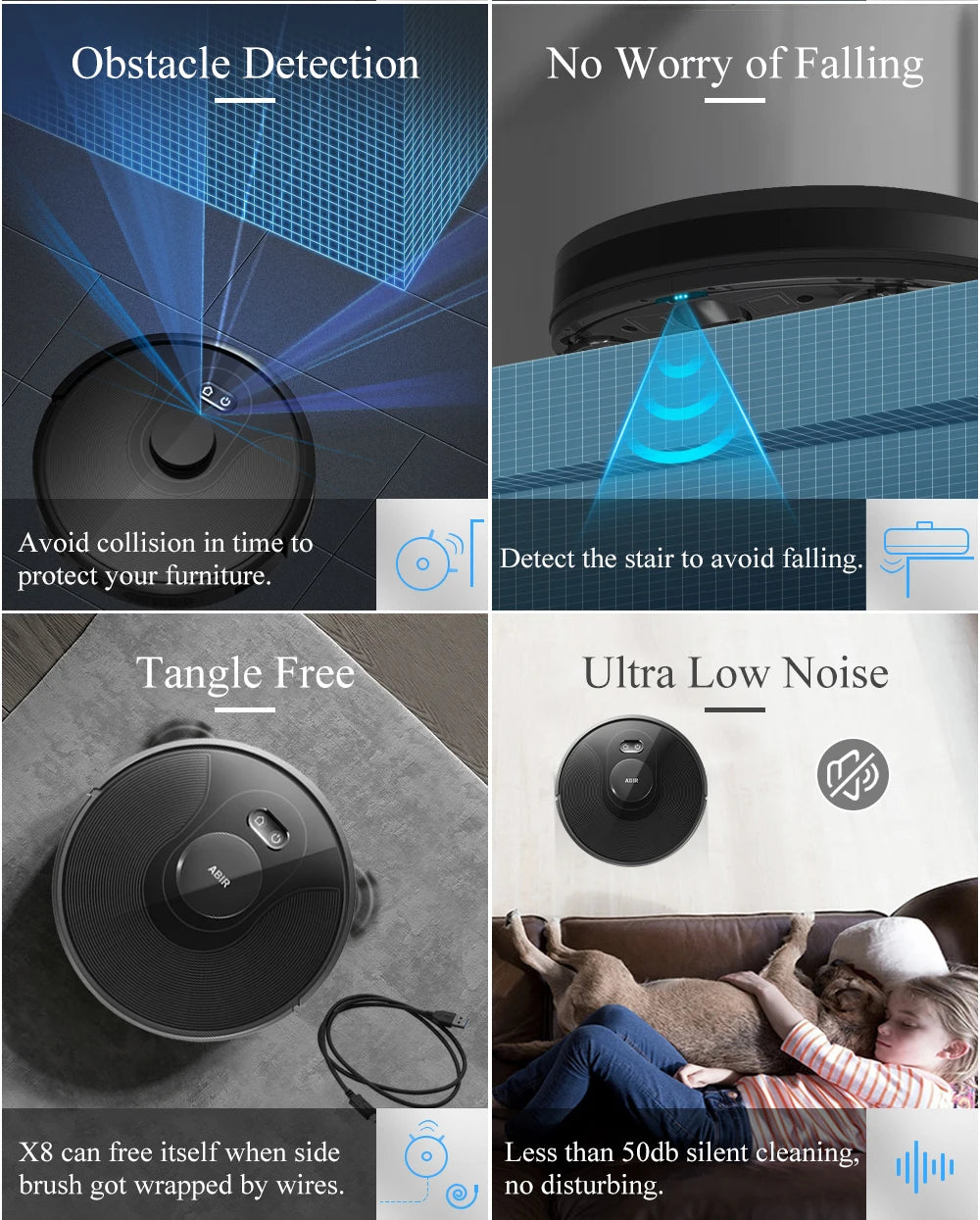 ABIR X8 Robot Vacuum Cleaner - Smart Automatic Floor Cleaning Robot