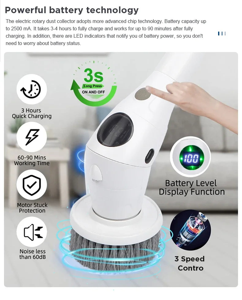 Multifunctional Electric Cleaning Brush - Rechargeable Scrubber for Bathroom Kitchen