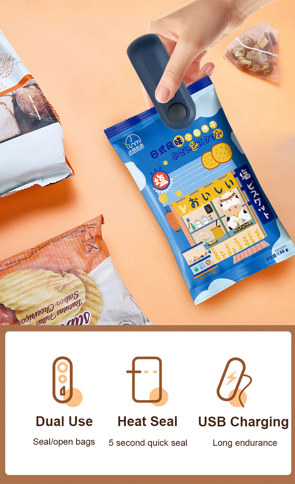 Handheld Bag Sealer - Mini Heat Vacuum Sealer for Food Storage