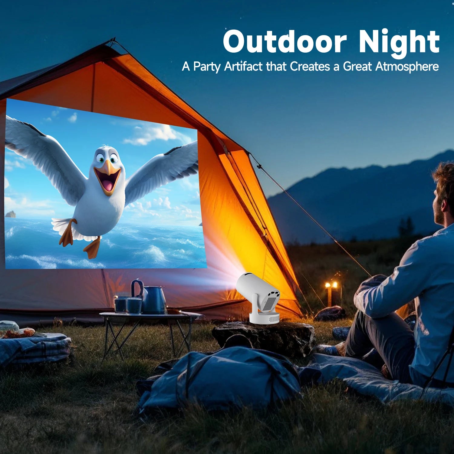 Portable Projector 4K - Android 11 WiFi 6 8000 Lumens Outdoor Home Theater