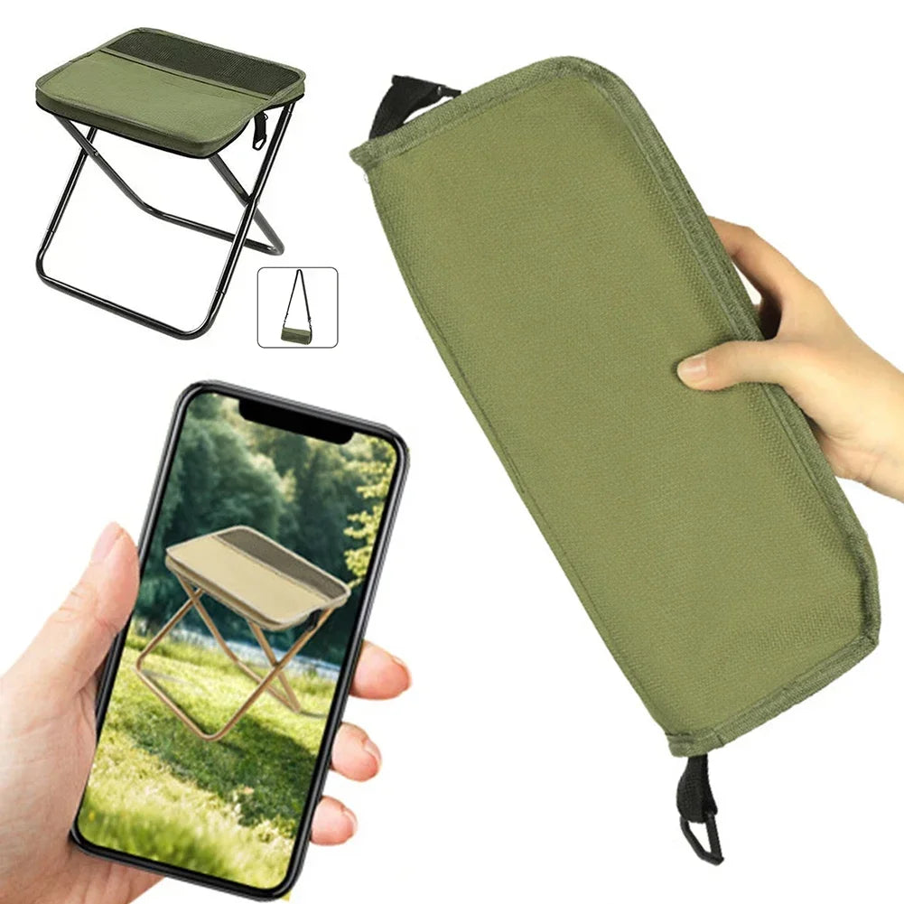 Foldable Camping Stool - Portable Backpack Chair for Outdoor Fishing Travel