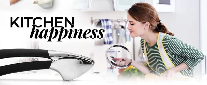 Stainless Steel Garlic Press Set - Professional Mincer with Cleaning Brush