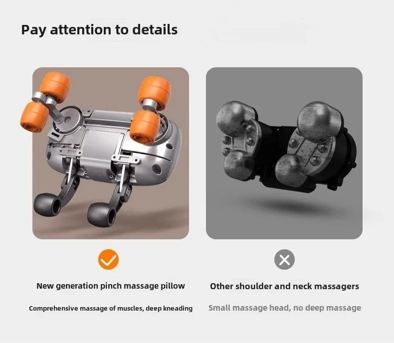 Electric Massage Pillow - Wireless Shiatsu Neck Back Massager with Heating