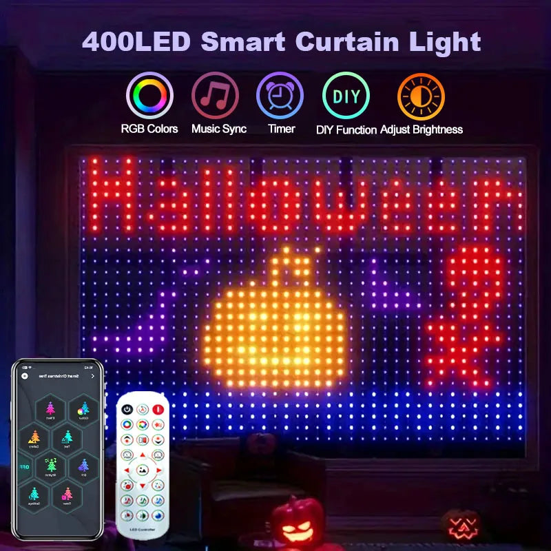 WiFi Smart LED Curtain Lights - App Controlled String Lights