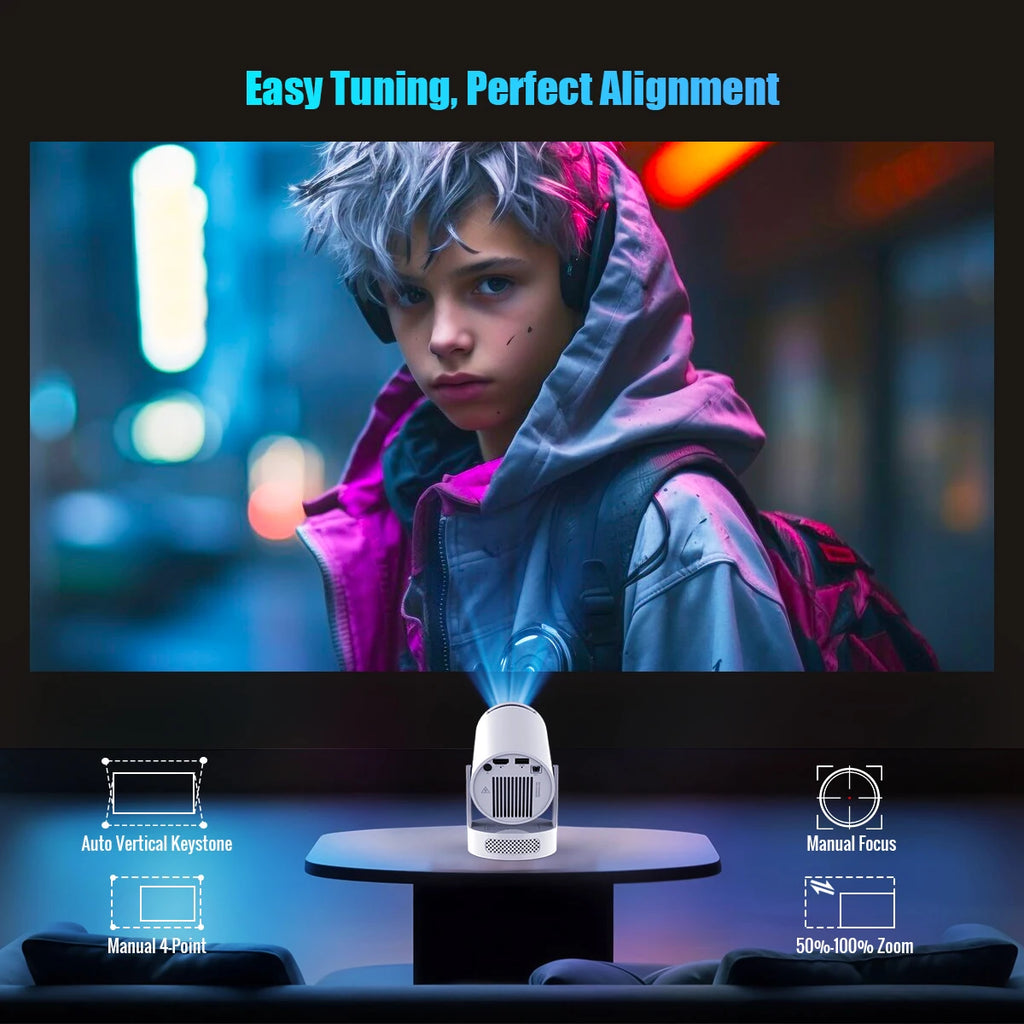 Portable Projector 4K - Android 11 WiFi 6 8000 Lumens Outdoor Home Theater