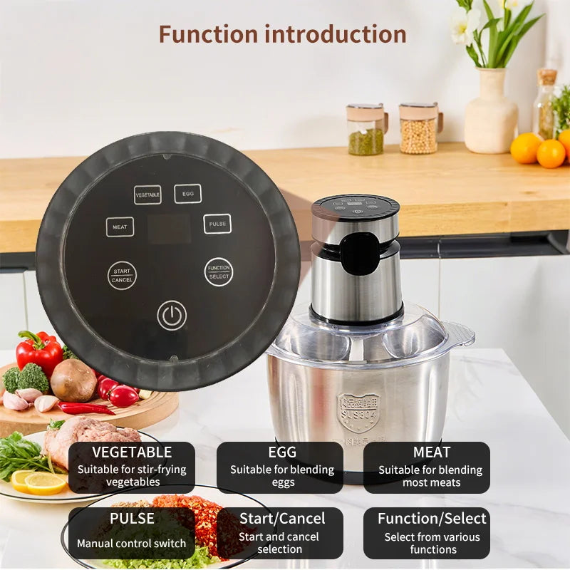 5L Electric Food Chopper - Vegetable Processor Meat Grinder Mixer