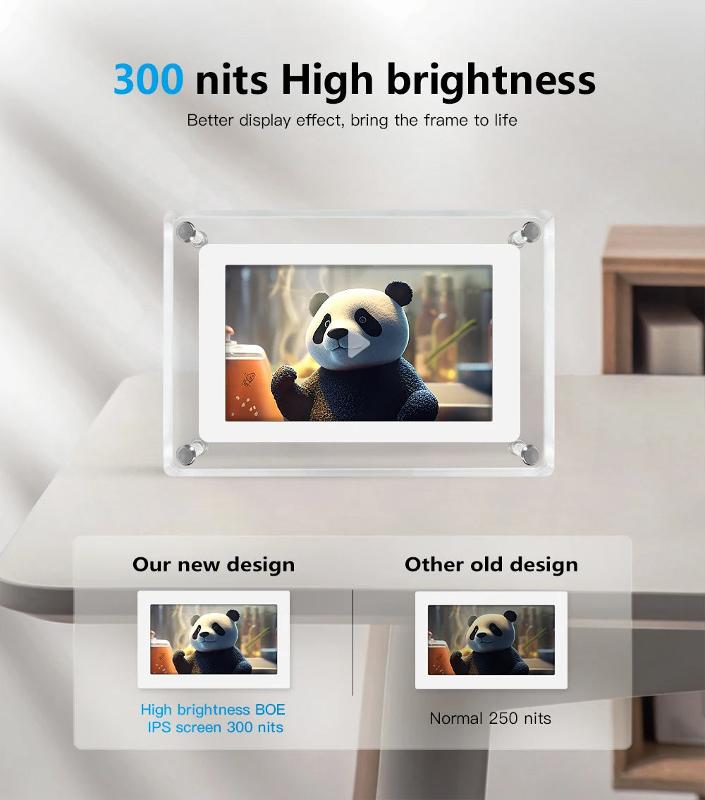 5 Inch Digital Photo Frame - Acrylic IPS Screen Battery Powered Picture Frame