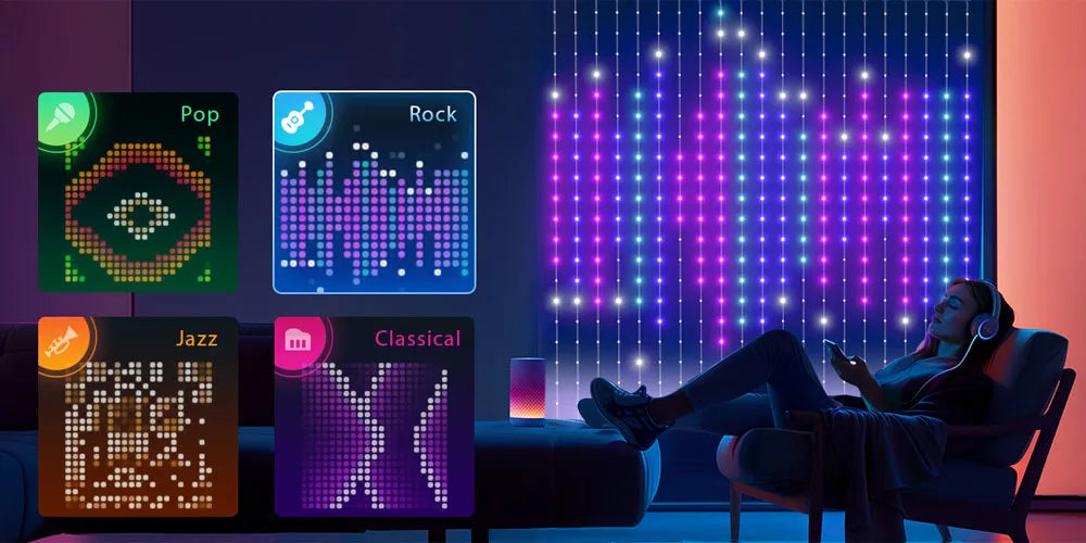 WiFi Smart LED Curtain Lights - App Controlled String Lights
