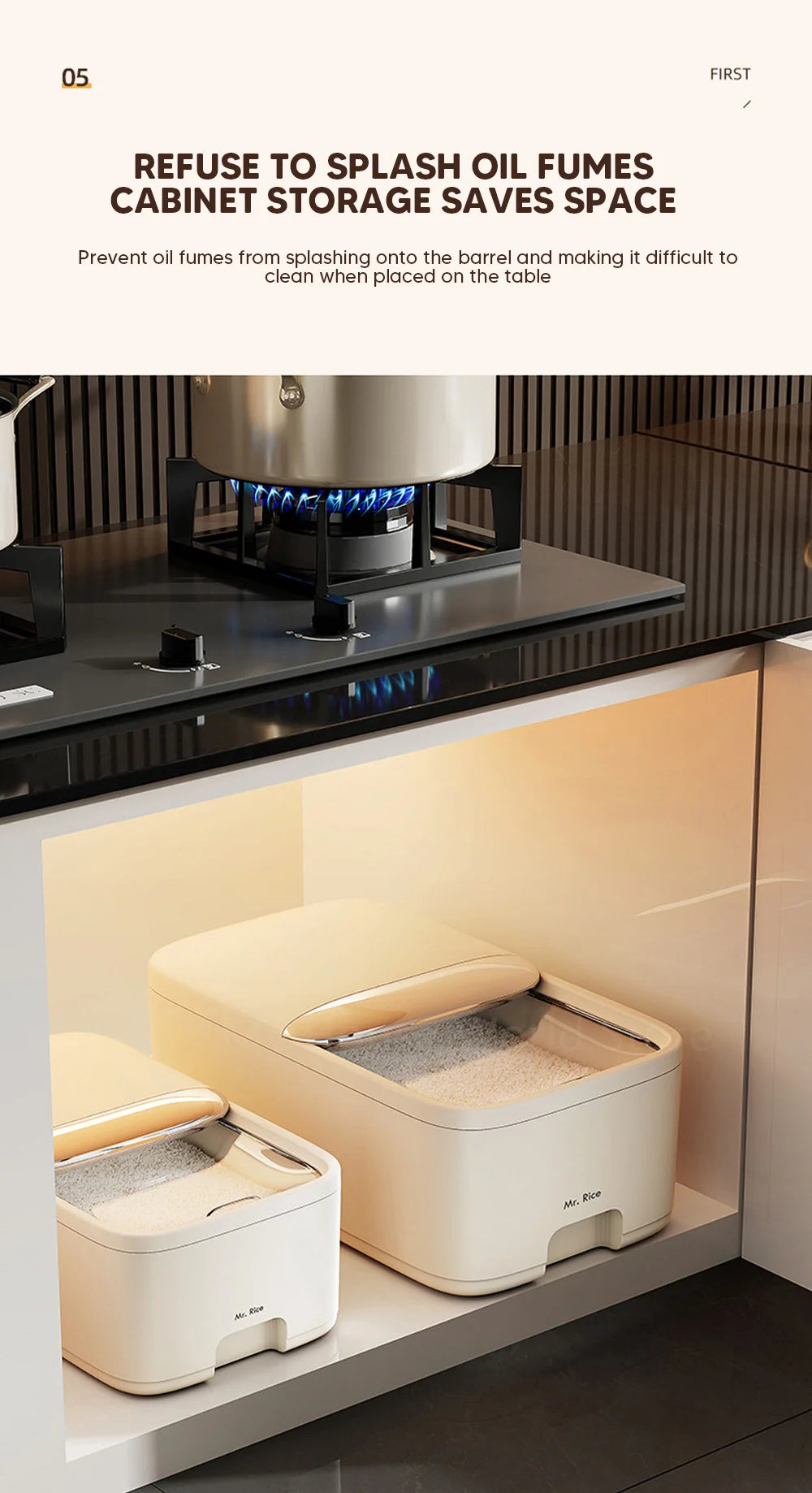 10KG Rice Storage Container - Airtight Cereal Dispenser Box