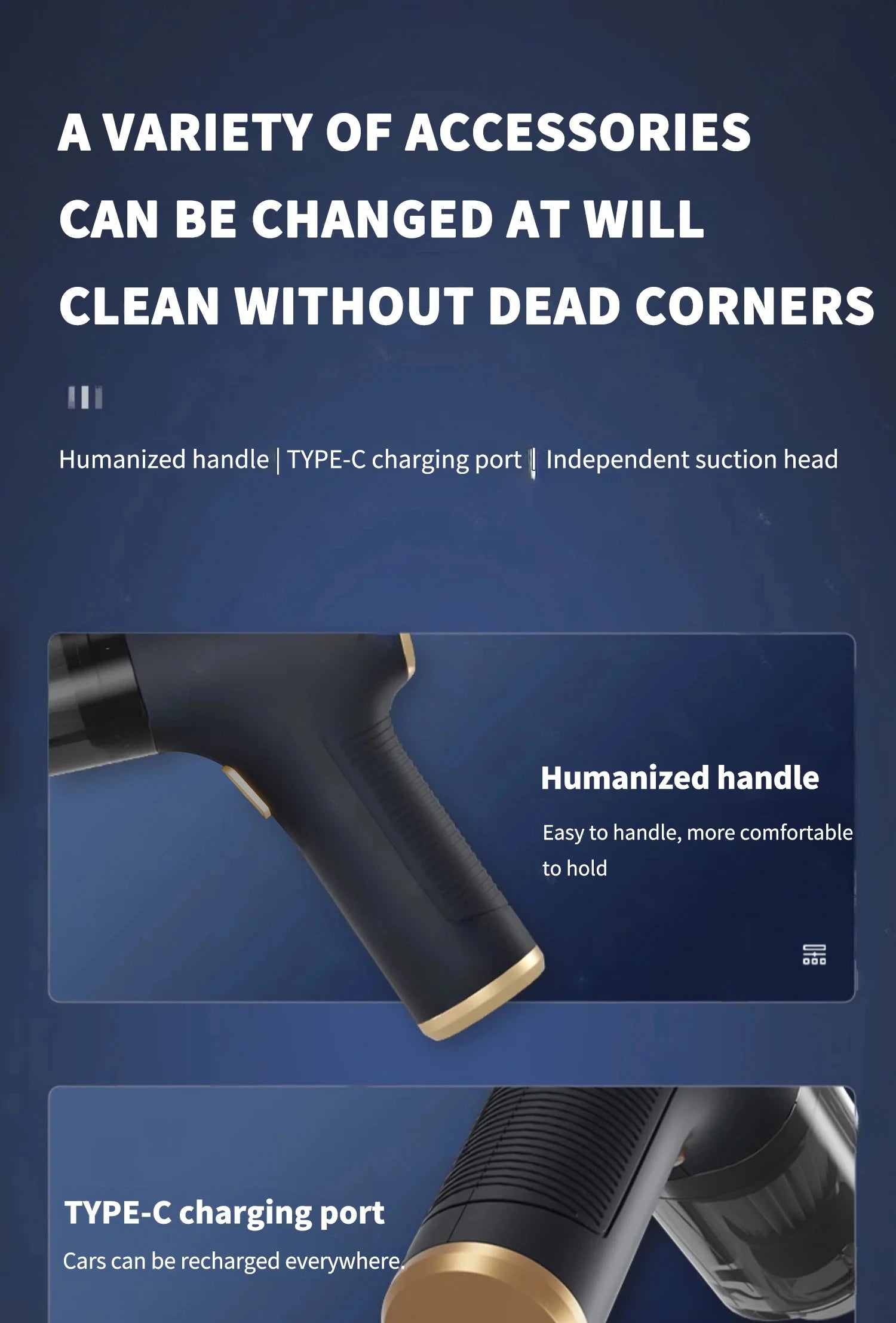 CENRR 98000PA Car Vacuum Cleaner - Cordless Handheld High Power