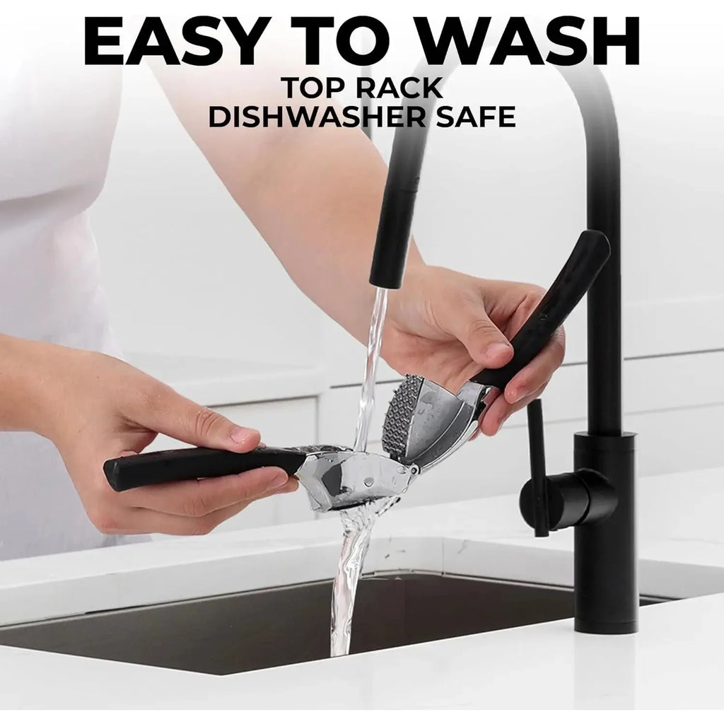 Stainless Steel Garlic Press Set - Professional Mincer with Cleaning Brush