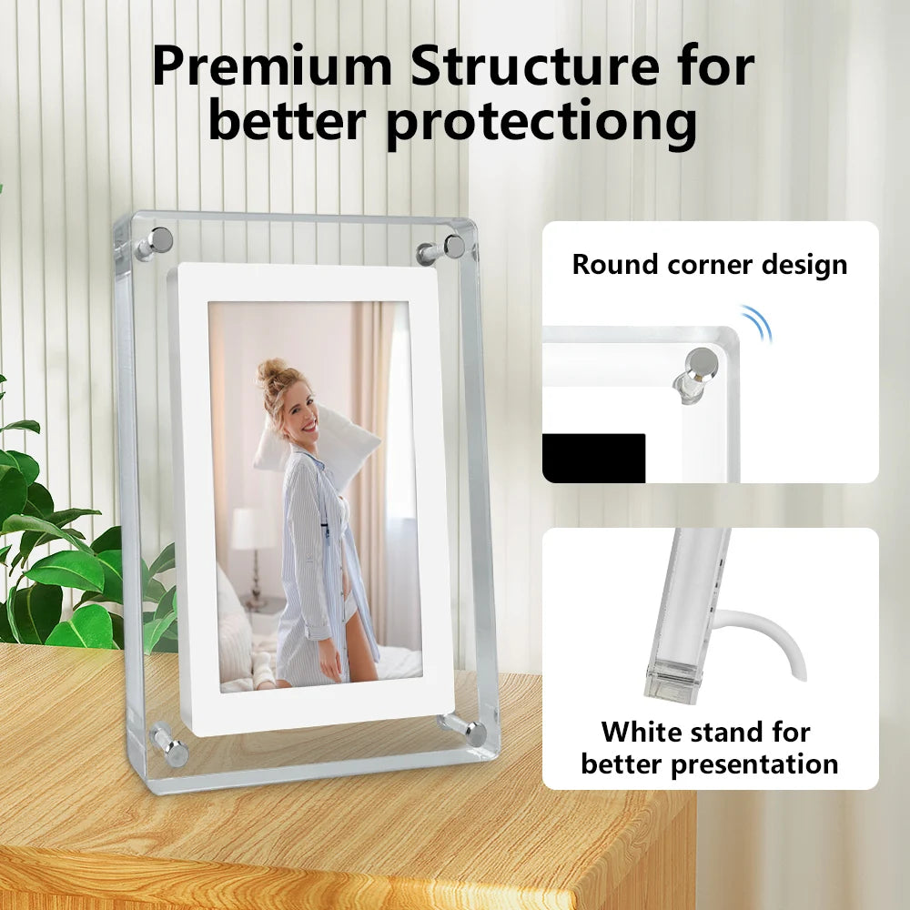 5 Inch Digital Photo Frame - Acrylic IPS Screen Battery Powered Picture Frame